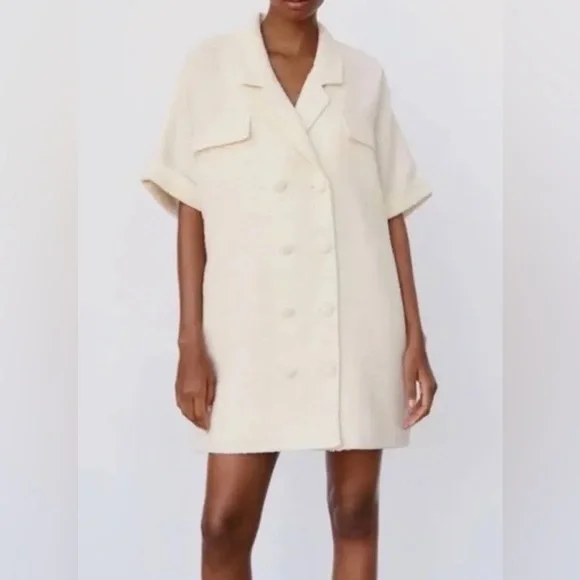 Zara | Dresses | Zara Ivory Boucle Tweed Structured Dress | Poshmark